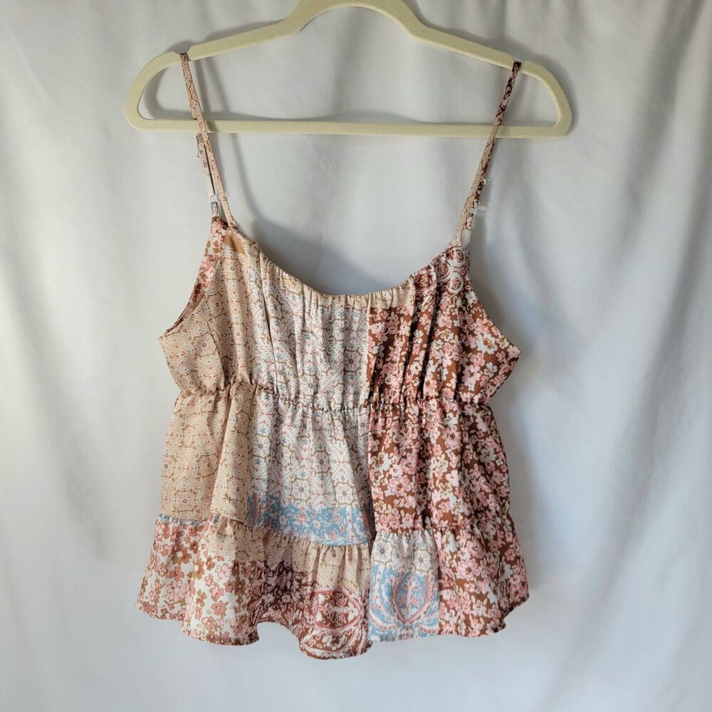 Y2K Originality Blouse Top Boho 90s Fairy Patchwork Babydoll Summer Cami Large